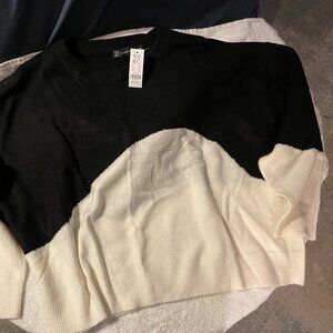 NY&C Long Sleeve Black/White Sweater- XXLARGE
